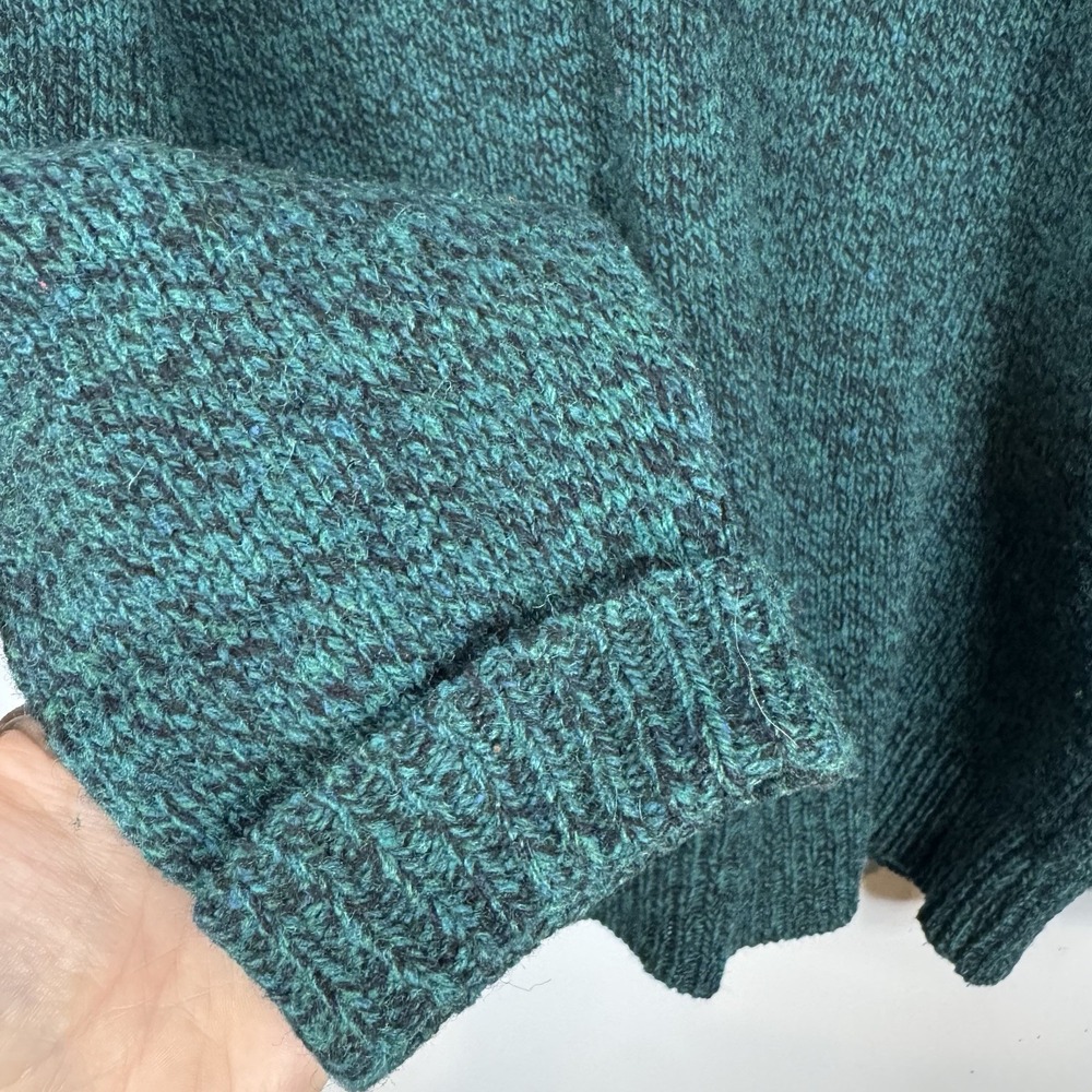 Vintage Lands End Wool Blend Crewneck Sweater Made in USA Blue Green Marled M - Picture 5 of 8
